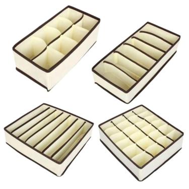 Imagem de Kit 4 Organizadores De Gaveta Cueca Meia Sutiã Calcinha Para Guarda Roupa E Armário