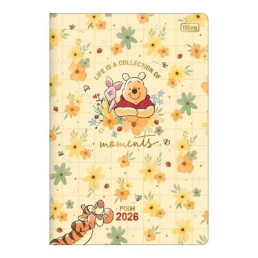 Imagem de Agenda Planner Ursinho Pooh 2026 Grampeado 20 Folhas Flores - Tilibra