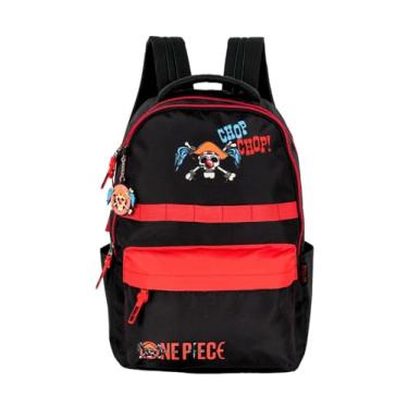 Imagem de Mochila de Costa masculina Escolar Juvenil One Piece by Luxcel Ref 49431 (VERMELHA)