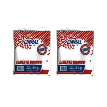 Imagem de Kit 2 Cimento Branco Para Reparo E Acabamento Artesanato 1kg - Linhal