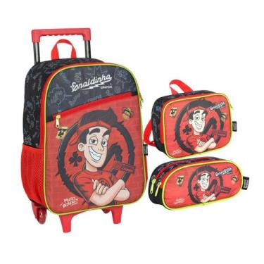 Imagem de Kit Mochila Rodinhas Lancheira Estojo Youtuber Enaldinho VM - Luxcel