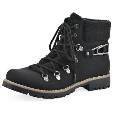 Imagem de Cliffs by White Mountain Bota feminina Pioneer acolchoada com cadarço na altura do tornozelo, Preto/nobuck, 35