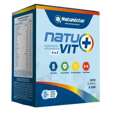 Imagem de Natuvit A a Z Suplemento Multivitaminico Natunectar 500mg - 60 cápsulas-Unissex