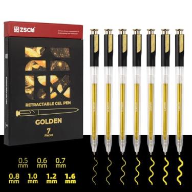 Imagem de ZSCM Canetas de gel douradas retráteis, 7 cores de grande capacidade, canetas douradas de tinta gel, canetas coloridas de 1 mm de ponta fina para escrever livros de colorir para adultos, anotações