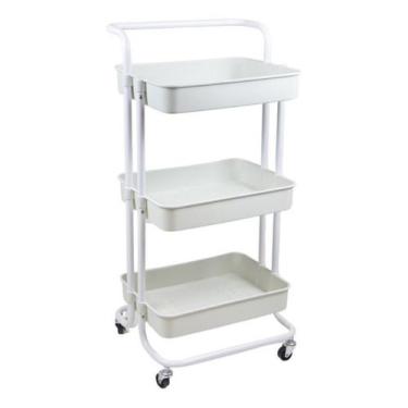 Imagem de Carrinho Organizador Multiuso com 03 Prateleiras Branco Casa Cozinha E
