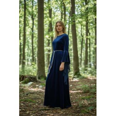 Imagem de Vestido medieval Bruxa clássica azul mangas longas - Princesa Urbana, 
