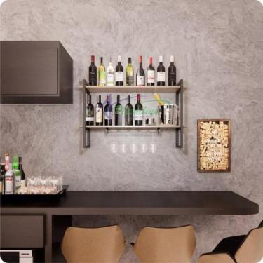 Imagem de Prateleira Suspensa Com Porta Taça Para Copos Bebidas 60cm - Metal dec