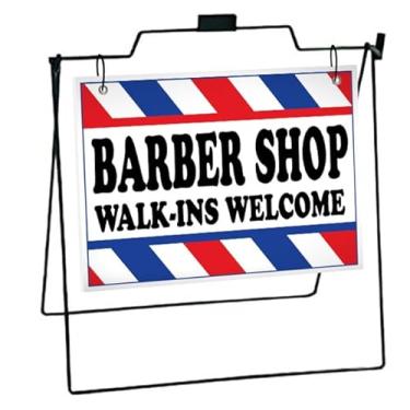 Imagem de 4 Less Co BARBER SHOP WALK INS WELCOME Dupla Face Sidewalk Outdoor A-frame Placa de metal 61 x 45 cm wb