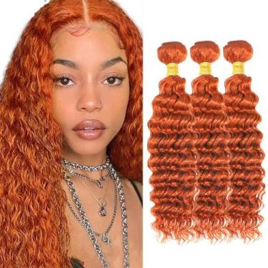 Imagem de Pacote de cabelo AuokMar Color 350 Ginger Deep Wave Brazilian 300g