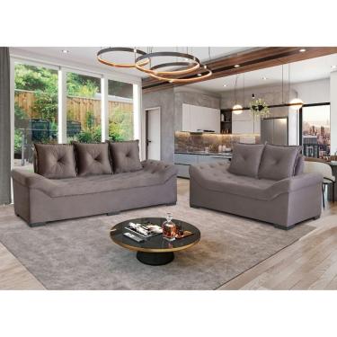 Imagem de Conjunto De Sofá 3x2 Lugares Cinza Italia Design Estofados