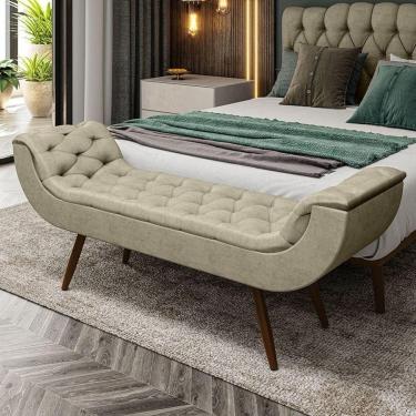 Imagem de Recamier Puff Estofado King 195 Cm Drusa Veludo Bege