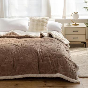 Imagem de Cobertor UKELER Sherpa Fleece 150x200cm Café para tamanho duplo