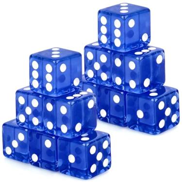 Imagem de Adecortalk 12 Pcs 19 mm Casino Dice Acrylic Blue Translucent D6 Dice 6 Sided with Square w/Rounded Edge for Casino Craps Table Game Night Board Games Teaching Math Supplies