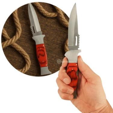 Imagem de Canivete Pesca e Caça 21cm Robusto Inox Cabo Madeira Estilo Rústico TC