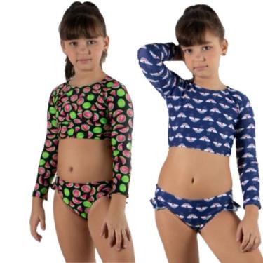 Imagem de KIT 2 Biquíni Cropped Manga Longa Infantil WLS Modas Confortavel Básic