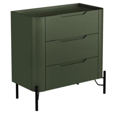 Imagem de Mesa De Cabeceira Orgânica 3 Gavetas Pés Industrial Preto Bliss I03 Mu