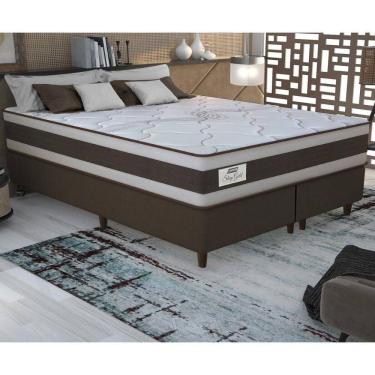 Imagem de Cama Box Conjugado King Com Colchão 193x73x203 Sleep Gold Gazin Cr35356 Marrom Bege