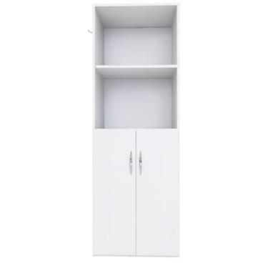 Imagem de Armário Estante Multiuso 2 Portas Lavandeira Porta Vassoura Nichos 4 Prateleiras Limpeza Balcão Organizador Balcão