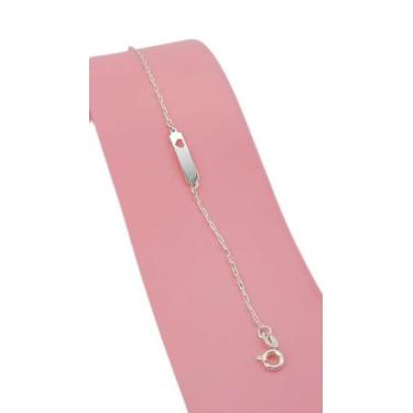 Imagem de Pulseira Infantil Banhada a Prata De Chapinha Com Coração Bijou Art