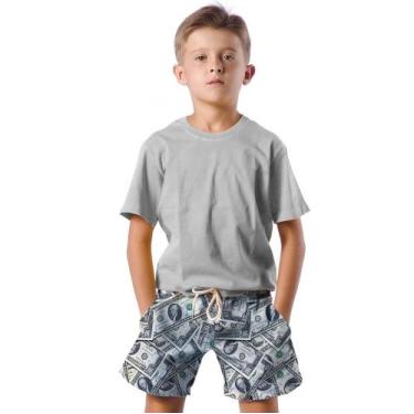 Imagem de Shorts Infantil Bermuda Calção Praia Verão Dinheiro Notas Money 408 - 