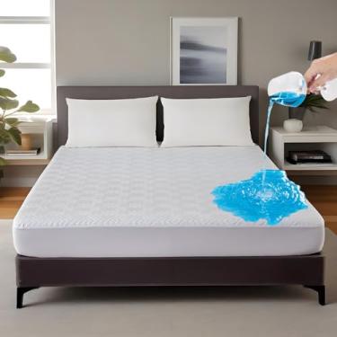 Imagem de Protetor de colchão à prova d'água, capa de colchão acolchoada respirável, 325 g/m², hipoalergênica, silenciosa, macia, lençol com elástico de 15 a 45 cm, sem vinil, lavável na máquina