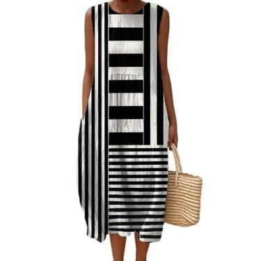 Imagem de Vestido maxi feminino Akivide com estampa floral boho de verão com bol