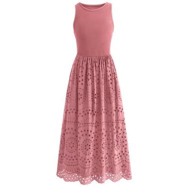 Imagem de Dress Dowerme Summer, feminino, casual, sem mangas, vestido maxi evasê