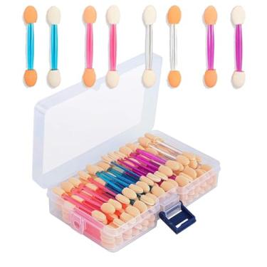 Imagem de Aplicadores de esponja de sombra descartáveis, 120 peças, dupla face, pincéis de sombra, aplicadores de maquiagem, 4 cores