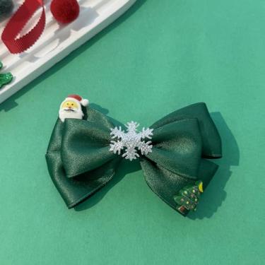 Imagem de Conjunto de 2 peças de prendedores de cabelo com laço de Natal adoráveis acessórios de cabelo para meninas, mulheres e crianças (verde)