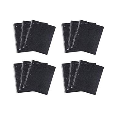 Imagem de Cadernos espirais duráveis Mintra Office, 1 assunto, 100 folhas, bolso de poliéster, capa resistente à umidade, escola, escritório, negócios, profissional (preto, pauta universitária)