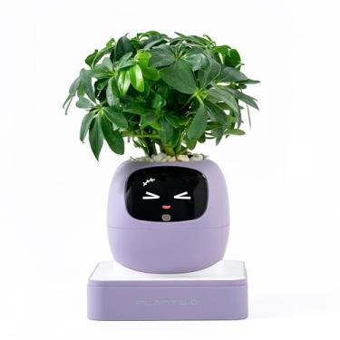 Imagem de Ivy AI Vaso de plantas inteligente com emoji robô de plantador inteligente para plantas de casa Tamagotchi Vaso de flores elegante Plantagotchi decoração de casa (violeta)