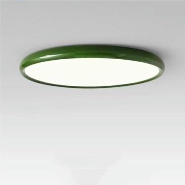Imagem de WLHAZMWY Lâmpada de teto estilo creme luzes de teto planas luminária de LED luminária redonda embutida para quarto cozinha banheiro corredor 3 (verde, diâmetro - 30 cm)