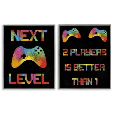 Imagem de Stupell Industries Conjunto de arte giclée emoldurado preto com frases de amigos de jogos, design de Marcus Prime, 76 x 61 cm