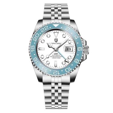 Imagem de Pagani Design GMT Relógio masculino mecânico automático, bisel de cerâmica, aço inoxidável, com função de data, relógio esportivo masculino, azul-celeste-branco-5, Moderno