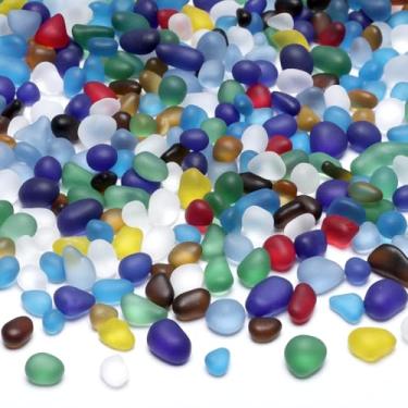 Imagem de SUREAM Cascalho de peixe para decorações de aquário, pedras de vidro decorativas para vasos, substrato para aquário plantado, seixos de vidro para vasos, vasos de plantas, jardim de fadas (colorido)