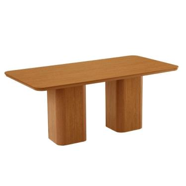 Imagem de Mesa De Jantar Eloise 180cm Tampo Mdf Canto Copo Moderna Mob Naturalle