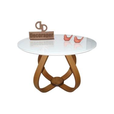 Imagem de Mesa De Centro Cebola Com Vidro 70cm Branco 40cm