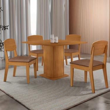 Imagem de Mesa De Jantar Loren 90cm Mdf 4 Cad Copper Moderna Mobilia Tork/ Laminado