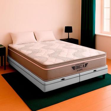 Imagem de Cama Box Baú Queen Branco E Colchão Ibiza Molas Vstore