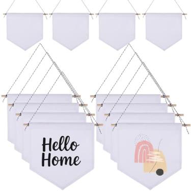 Imagem de LUMINFLY 16 peças de banners de tela em branco para exibição de parede DIY, bandeiras decorativas para pendurar perfeitas para coleções de alfinetes de esmalte, branco