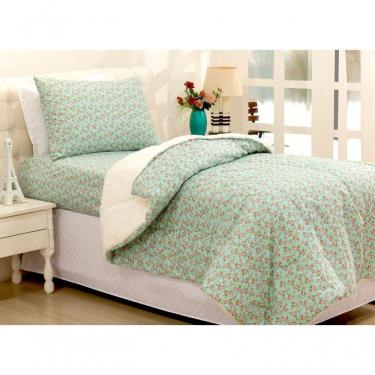 Imagem de Edredom Coberdrom Solteiro Sherpa Pele De Carneiro Tricoline Floral