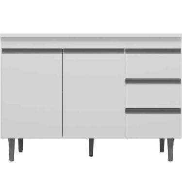 Imagem de Balcão De Pia 100 Cm Adriana 2 Portas 3 Gavetas Branco