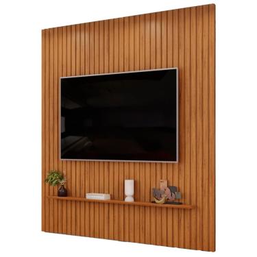 Imagem de Painel Ripado Para TV 75 Pol Sala Quarto 223x240cm Lexa D05 Freijó - Lyam Decor
