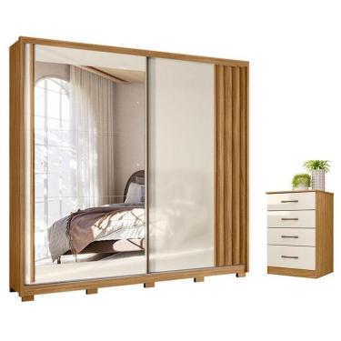 Imagem de Guarda Roupa Casal Dhara E Cômoda Ms913 Freijó Off White - Moval