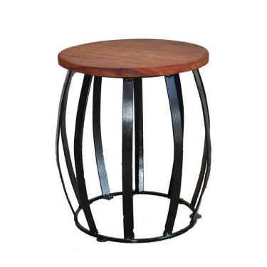 Imagem de Banco Banquinho Barril Rustico Artesanal Ferro E Madeira