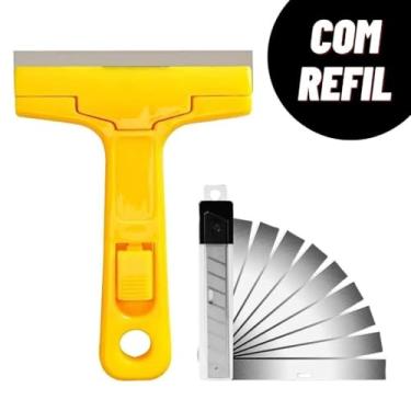 Imagem de Raspador De Tinta Vidro Piso Ceramica Azulejo Estilete Raspador Com Refil 4 Lâminas