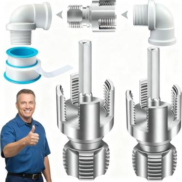 Imagem de Kit de ferramentas de rosqueamento interno e externo integrado com matrizes de 1/5.1 cm e 3/10.2 cm, kit rosqueador de tubos de PVC compatível com furadeira elétrica, ferramenta de corte de rosca de