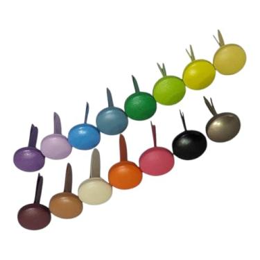 Imagem de LLY 500 peças de 8 mm de metal redondo em caixa, fixadores de papel 15 cores aleatórias misturadas para artesanato em papel, scrapbooking, fabricação de cartões faça você mesmo, projeto escolar de
