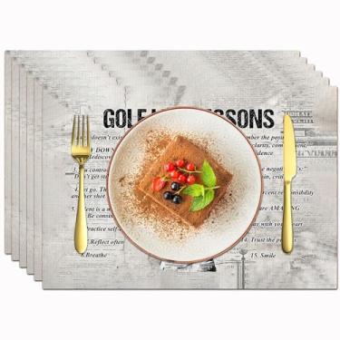 Imagem de Jogo americano de golfe Farmhouse, conjunto de 6 tapetes de mesa rústicos para esportes de golfe, impressão dupla face, para cozinha, sala de jantar, restaurantes, decoração, imitação de linho, 30 x
