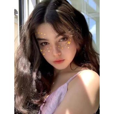 Imagem de Tatuagem minimalista dourada lua olhos festivos tatuagem adesivos braço lombar traseira perna temporária impermeável tatuagem tatuagem falsa 1 pacote